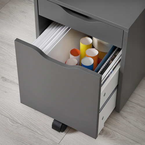 ALEX Drawer unit on castors, dark grey/black, 36x50 cm