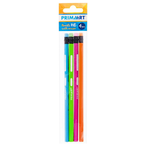 Prima Art Triangular Pencil HB with Eraser 4pcs