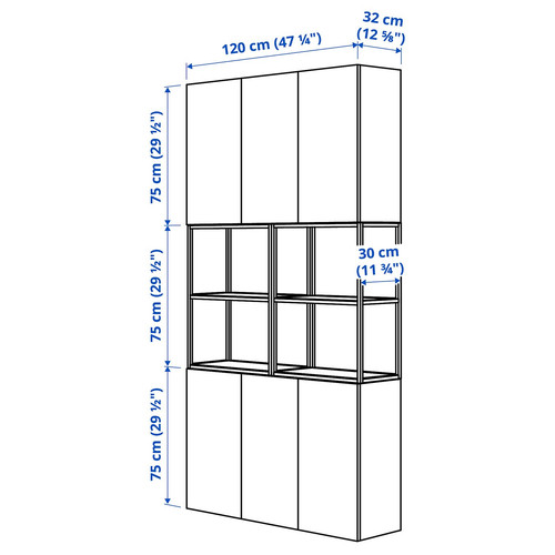 ENHET Storage combination, white, 120x32x225 cm