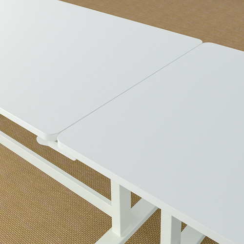 MITTZON Foldable table with castors, white, 140x70 cm