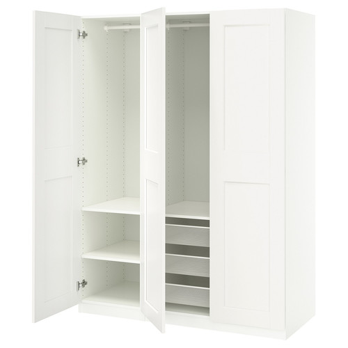 PAX / GRIMO Wardrobe combination, white/white, 150x60x201 cm