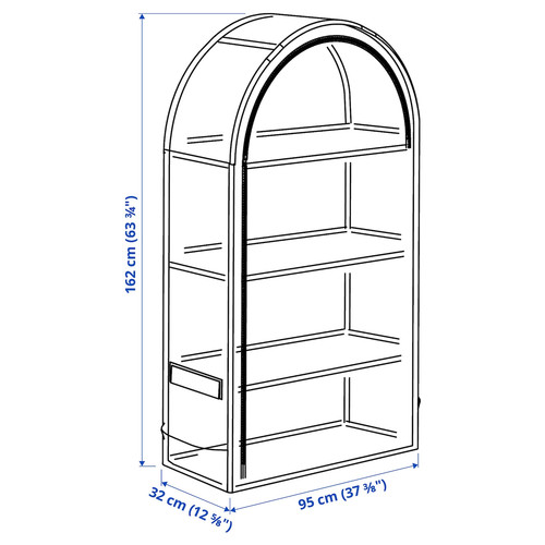 ASPAREN Greenhouse, transparent white, 95x32x162 cm