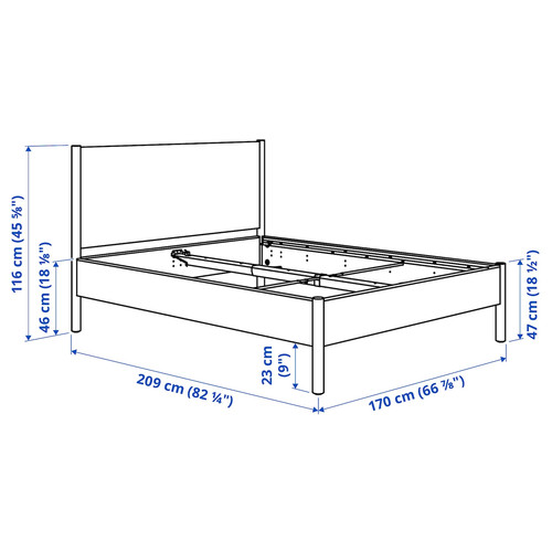 TONSTAD Bed frame, oak veneer/Leirsund, 160x200 cm