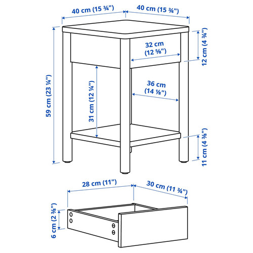 TONSTAD Bedroom furniture, set of 3, incl bed storage/off-white, Standard Double