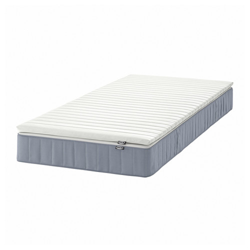 VESTERÖY Mattress and mattress pad, medium firm light blue/Näsfjället white, Standard Single