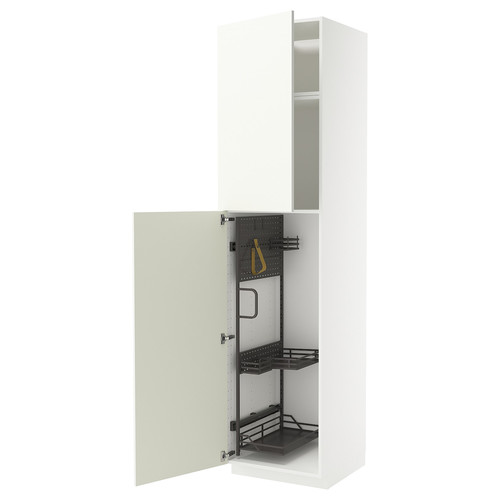 METOD High cabinet with cleaning interior, white/Vallstena white, 60x60x240 cm