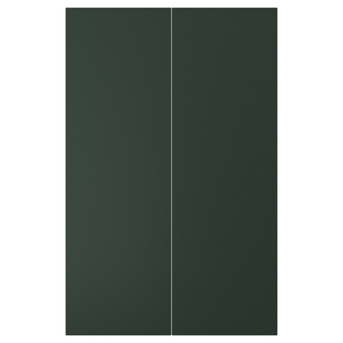 HAVSTORP 2-p door f corner base cabinet set, deep green, 25x80 cm