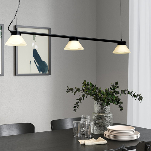 SAMBORD Pendant lamp with 3 lamps, black/white