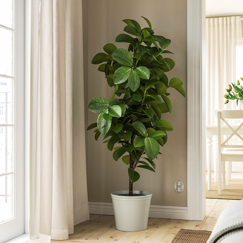 KÖRSBÄRSBJÖRK Plant pot, light grey/beige, 24 cm