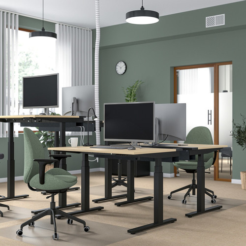 MITTZON Desk sit/stand, electric birch veneer/black, 120x60 cm