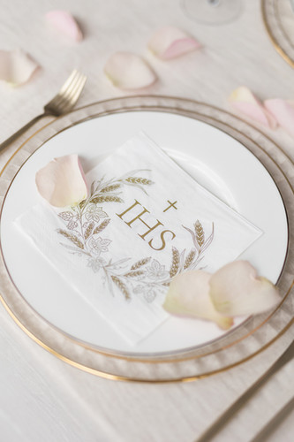 Paper Napkin IHS Holy Communion 33x33cm 20pcs, gold