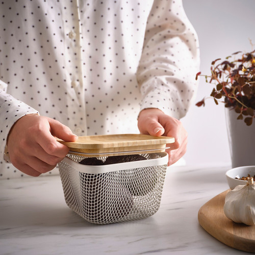 IKEA 365+ Food storage basket, metal/white, 14x14x10 cm