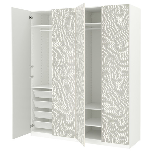 PAX / MISTUDDEN Wardrobe combination, white/grey patterned, 200x60x236 cm