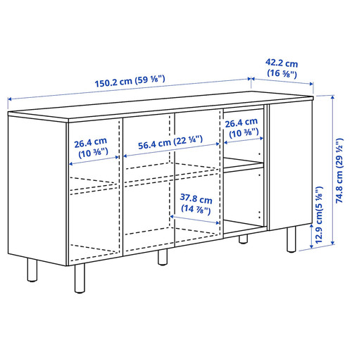 LEDAMOT Cabinet, light grey-beige, 150x42x75 cm