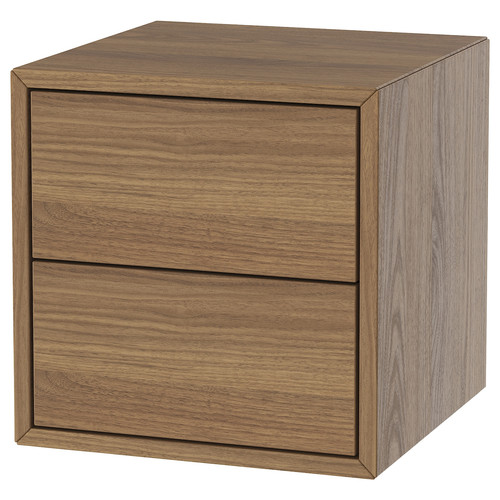 EKET Wall cabinet with 2 drawers, walnut effect, 35x35x35 cm