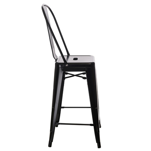 Bar Stool with Backrest Paris Back, black