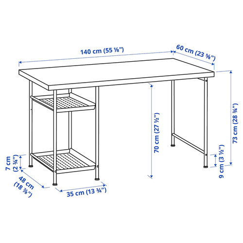 LAGKAPTEN / SPÄND Desk, white/black, 140x60 cm