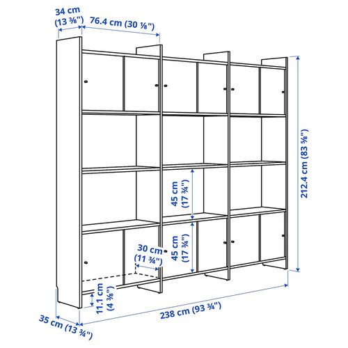 LÅDMAKARE Storage combination w sliding doors, with 3 shelves/oak effect, 238x35x212 cm