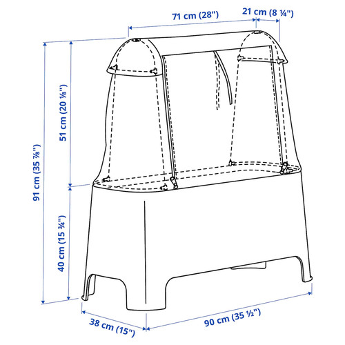ASPAREN Plant set, outdoor grey/transparent white, 89x38x91 cm