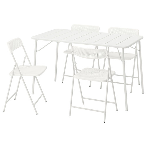 TORPARÖ Table+4 folding chairs, outdoor, white/white, 130x74 cm