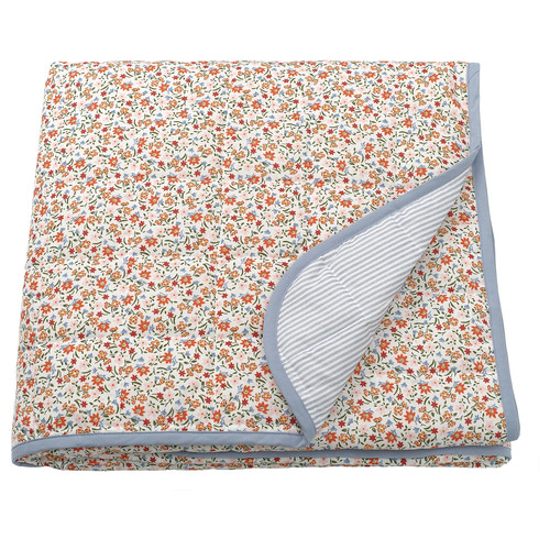 GULLNATTLJUS Bedspread, white/floral pattern, 260x250 cm