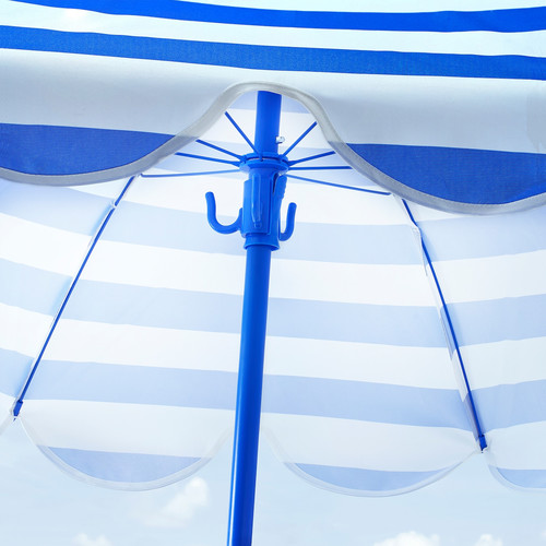 STRANDÖN Parasol, blue/white, 140 cm