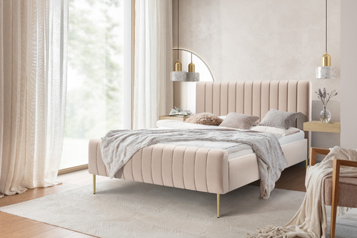 Upholstered Bed Nicole 140x200, Velutto 2/gold legs