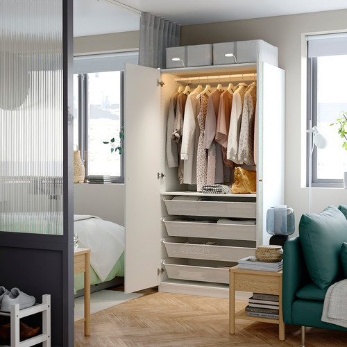 PAX / LINNABERG Wardrobe combination, white/patterned, 100x60x201 cm