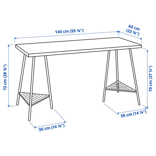 LAGKAPTEN / TILLSLAG Desk, white/green, 140x60 cm