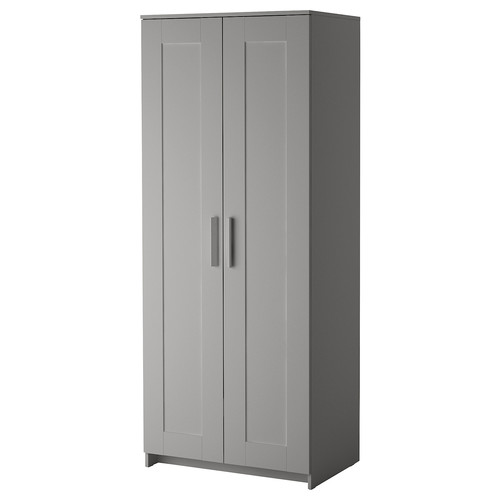 BRIMNES Wardrobe with 2 doors, grey, 78x190 cm
