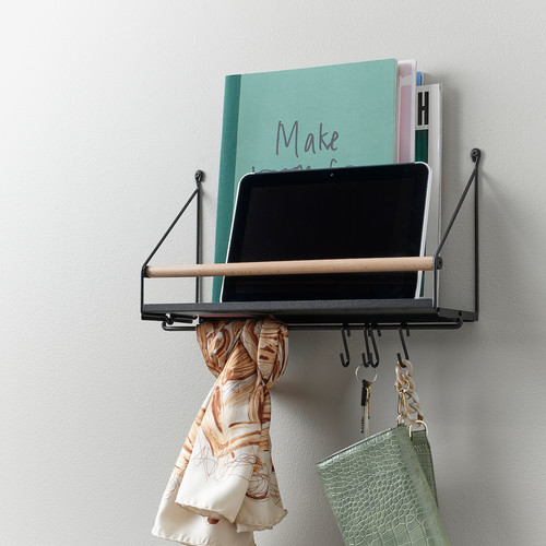 ÅKERBRUK Wall organiser w hooks, 42x12x26 cm