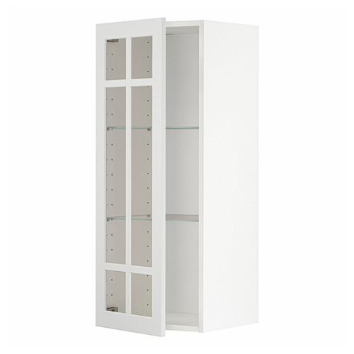 METOD Wall cabinet w shelves/glass door, white/Stensund white, 40x100 cm