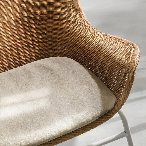 FRYKSÅS Armchair and footstool, rattan/Risane natural