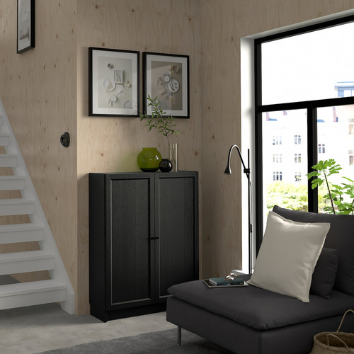 BILLY / OXBERG Bookcase with doors, 80x30x106 cm