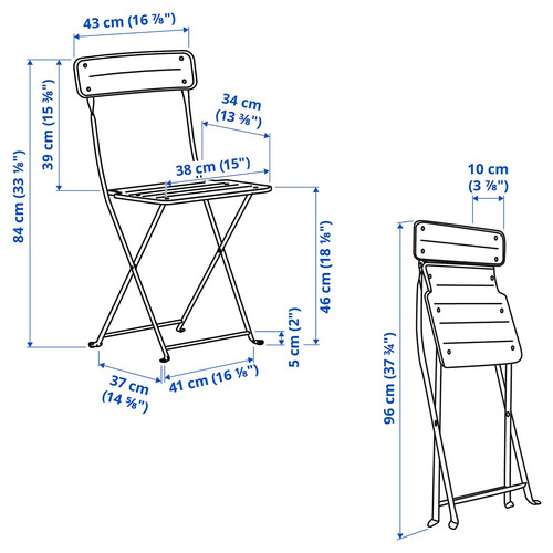 SUNDSÖ Table and 2 folding chairs, outdoor anthracite/anthracite, 65 cm