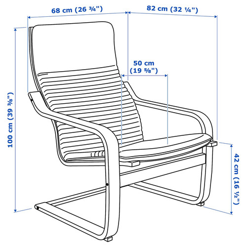 POÄNG Armchair and footstool, black-brown/Knisa black