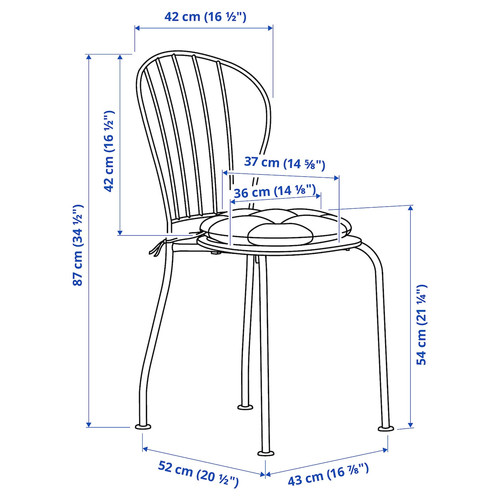 LÄCKÖ Table+2 chairs, outdoor, grey/Klösan dark blue, 70 cm