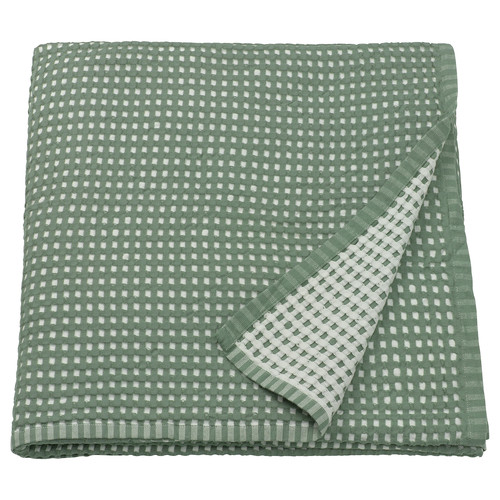 PELARTUJA Bedspread, green-grey/white, 150x250 cm
