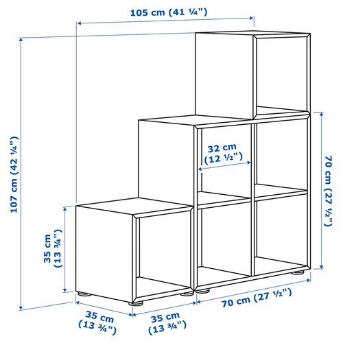 EKET Cabinet combination with feet, white/pale yellow, 105x35x107 cm