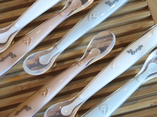 Bo Jungle Soft Spoons Silicone 3pcs, white, grey, terracotta