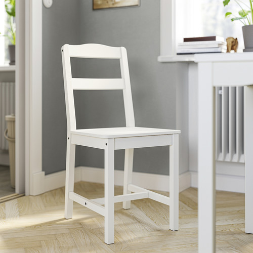 HAUGA / HAUGA Table and 2 chairs, white/white, 74x74 cm