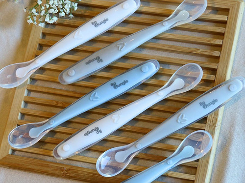 Bo Jungle Soft Spoons Silicone 3pcs, white, grey, blue