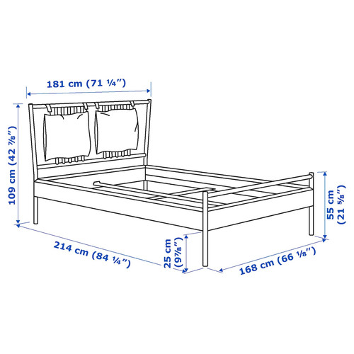 BJÖRKSNÄS Bed frame, birch/Leirsund, 160x200 cm