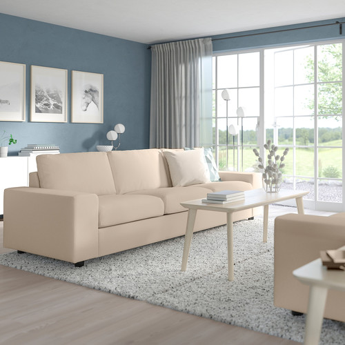 VIMLE 3-seat sofa, with wide armrests/Hallarp beige