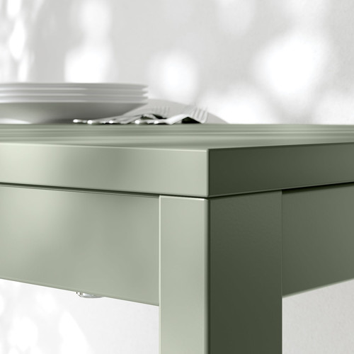 VIHALS / VIHALS Table and 6 chairs, green/green Tibbleby grey-green, 120/180x74 cm
