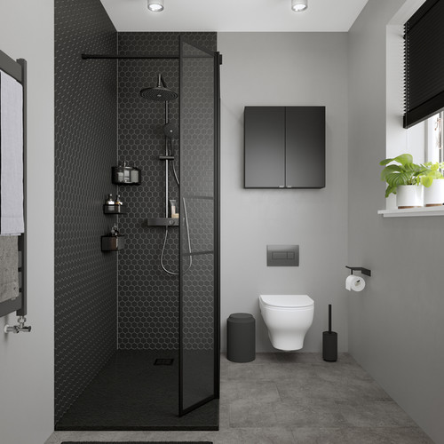 GoodHome Toilet Paper Holder Kina, black