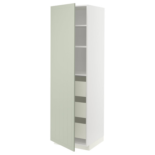 METOD / MAXIMERA High cabinet with drawers, white/Stensund light green, 60x60x200 cm