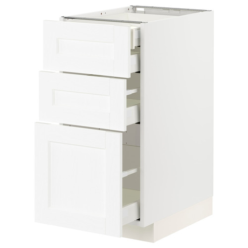 METOD / MAXIMERA Base cb 3 frnts/2 low/1 md/1 hi drw, white Enköping/white wood effect, 40x60 cm