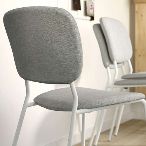 VIHALS Chair, white/Tibbleby beige-grey