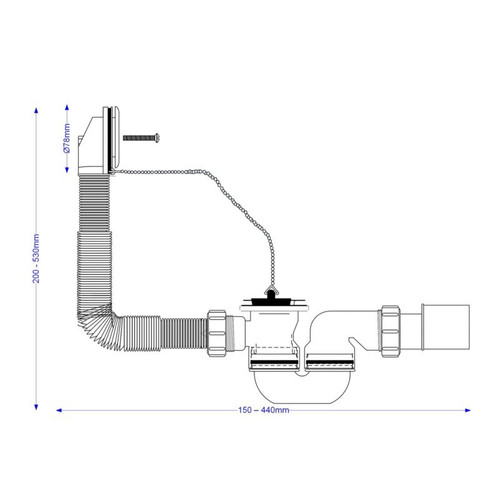 Bathtub Drain Set McAlpine 11/2" x 40/50 mm